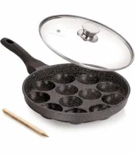 Non-Stick Appam Maker Pan with Lid – Multi Cavity Appam & Paniyaram Pan