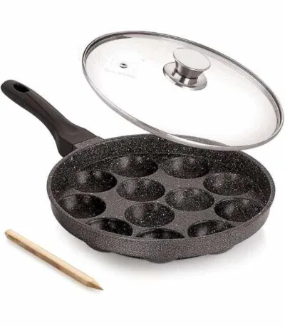 Non-Stick Appam Maker Pan with Lid – Multi Cavity Appam & Paniyaram Pan