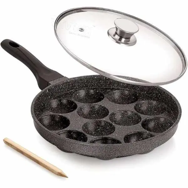 Non-Stick Appam Maker Pan with Lid – Multi Cavity Appam & Paniyaram Pan