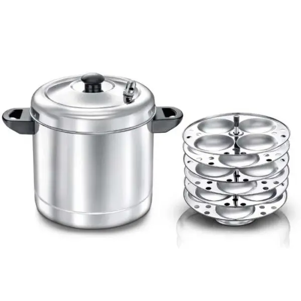 Stainless Steel Idli Cooker with Idli Plates – Steamer for Soft Idlis