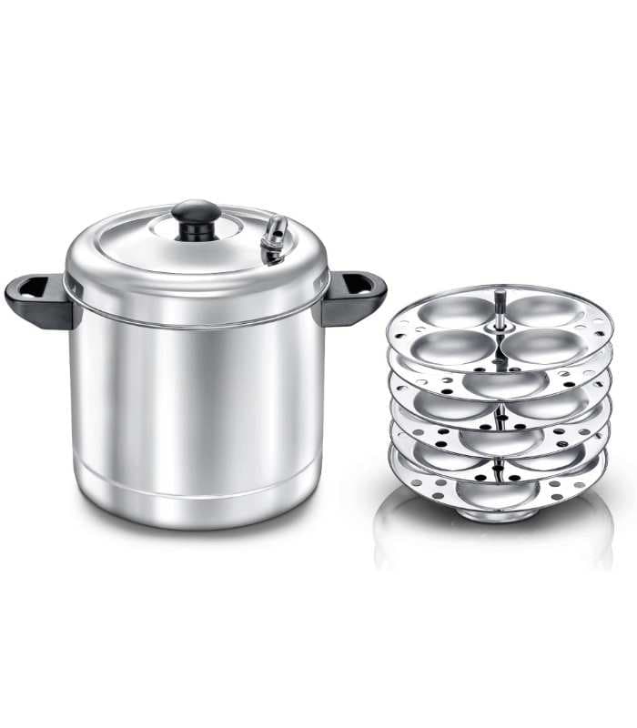 Stainless Steel Idli Cooker with Plates Stainless Steel Idli Cooker with Idli Plates – Steamer for Soft Idlis
