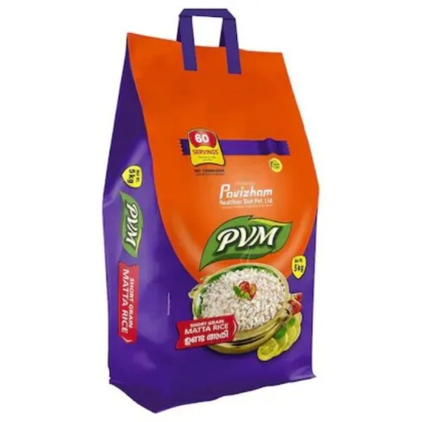 Pavizm matta short grain rice 5kg bag premium Kerala rice for daily meals
