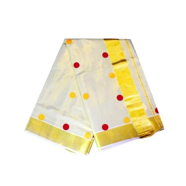 Kerala Set Saree with Golden Kasavu Border – Traditional White Saree