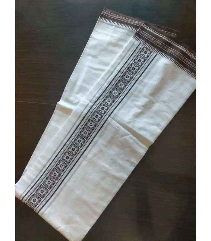 Single Mund White with Designer Kasav Border Single mund white with different kasav border Kerala traditional dhoti