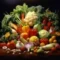 Fresh vegetables including tomatoes carrots broccoli and leafy greens