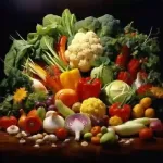 Fresh vegetables including tomatoes carrots broccoli and leafy greens